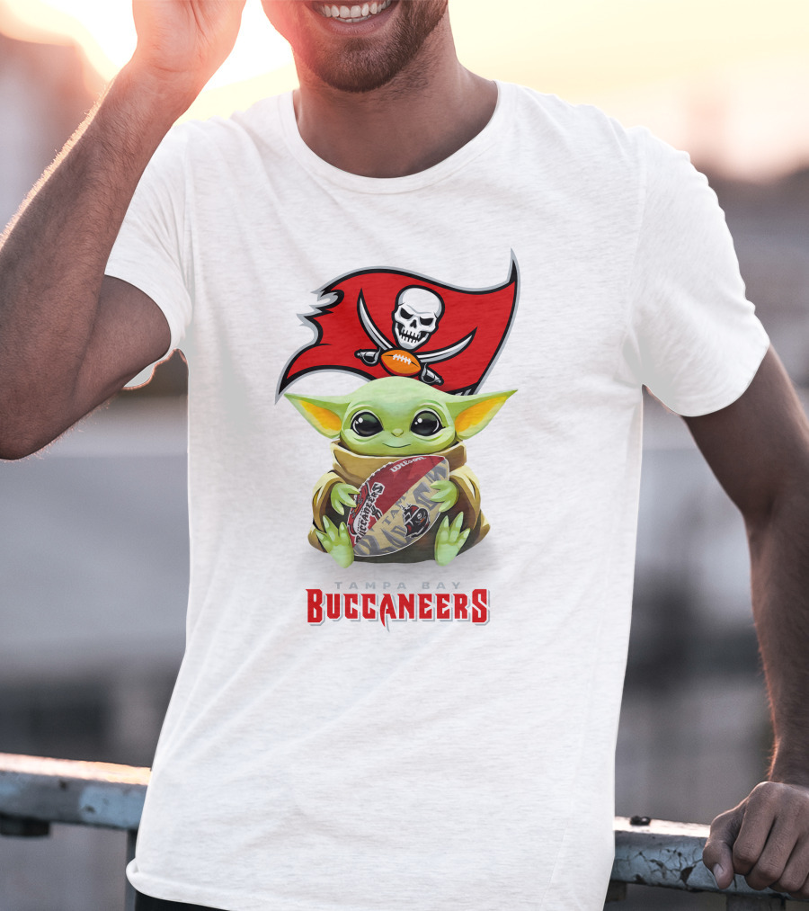 Grogu Holding Tampa Bay Buccaneers Football With Team T-Shirt