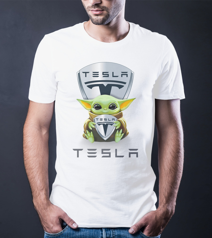 Grogu Hugging Tesla T-Shirt