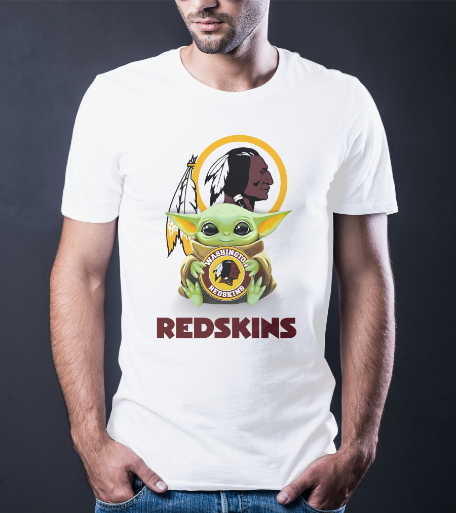 Grogu Holding Washington Redskins Logo Fans Unite T-Shirt