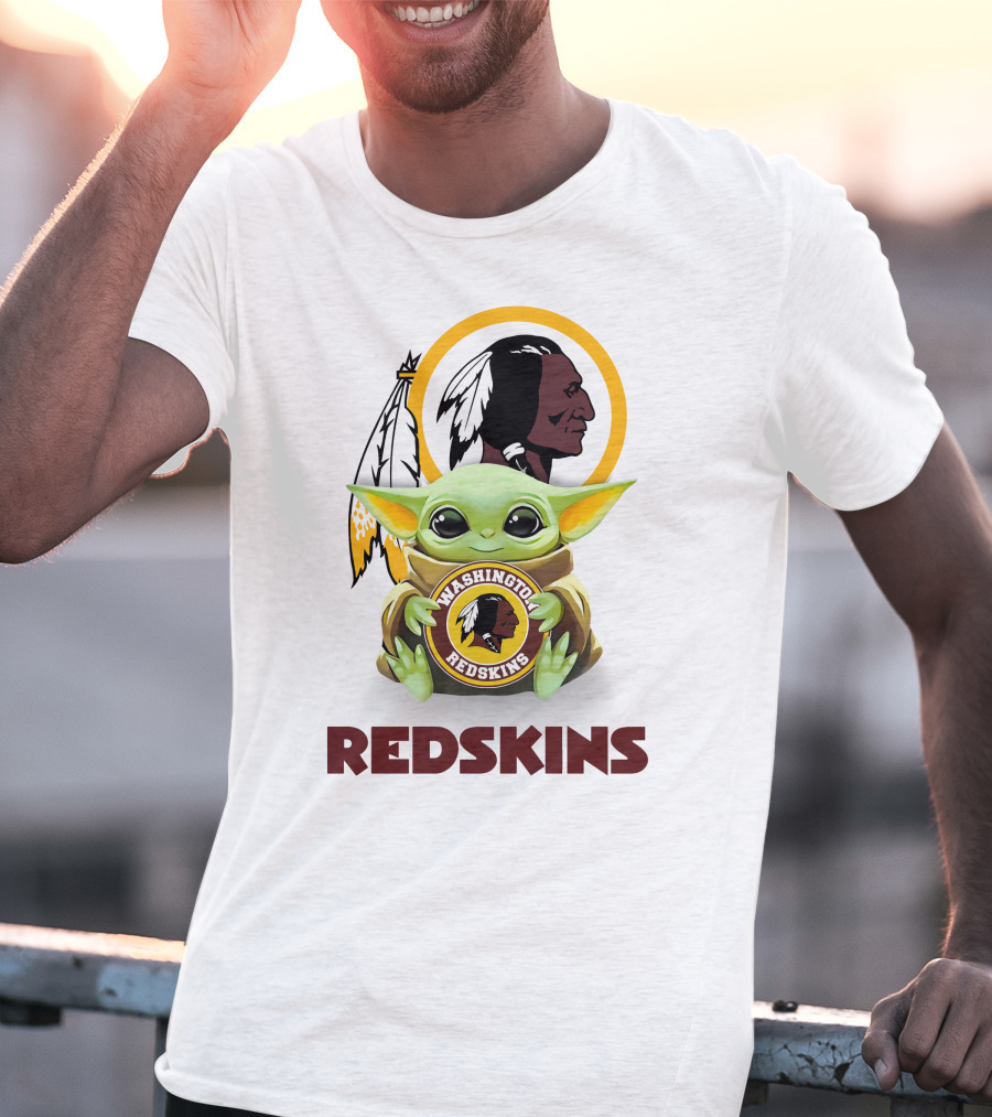 Grogu Holding Washington Redskins Logo Fans Unite T-Shirt