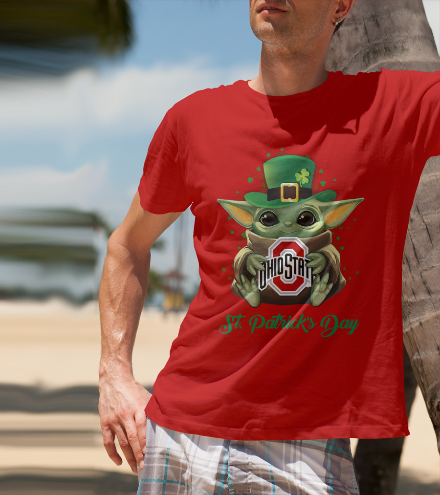 Ohio State Buckeyes Baby Yoda St. Patrick's Day T-Shirt