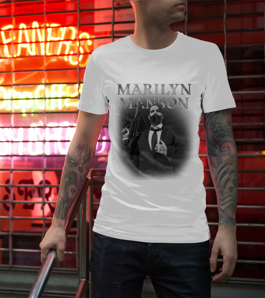 Marilyn Manson Suit Mask Gun T-Shirt