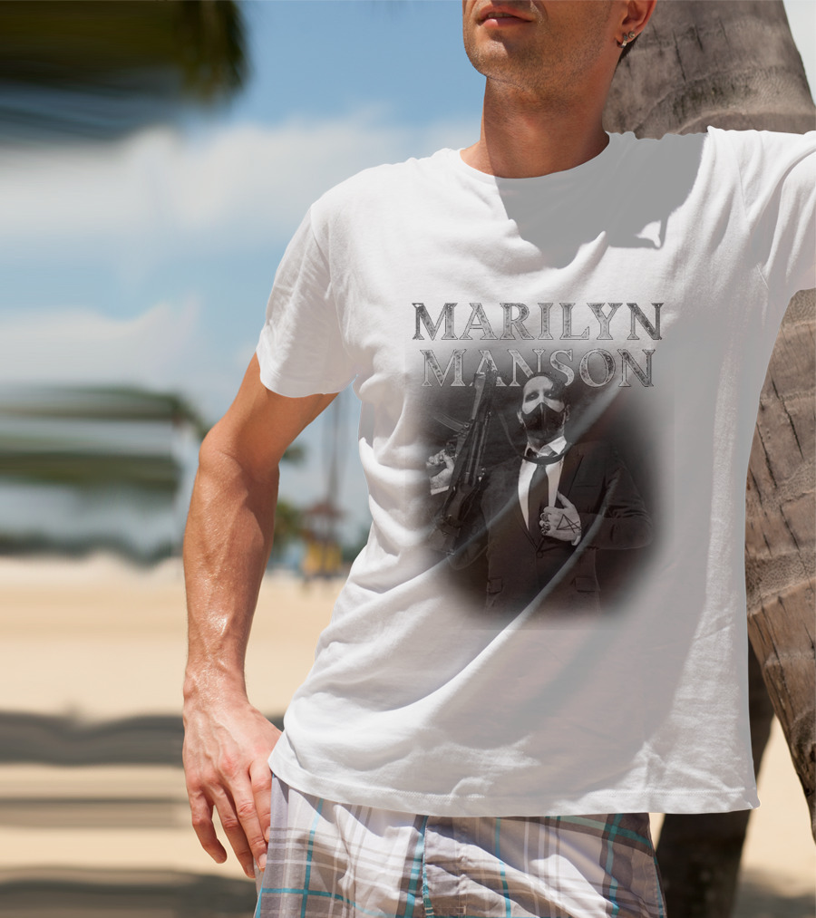 Marilyn Manson Suit Mask Gun T-Shirt