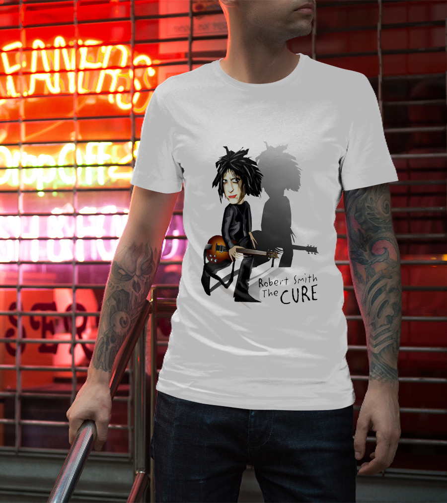 Robert Smith The Cure Guitar Cartoon T-Shirt
