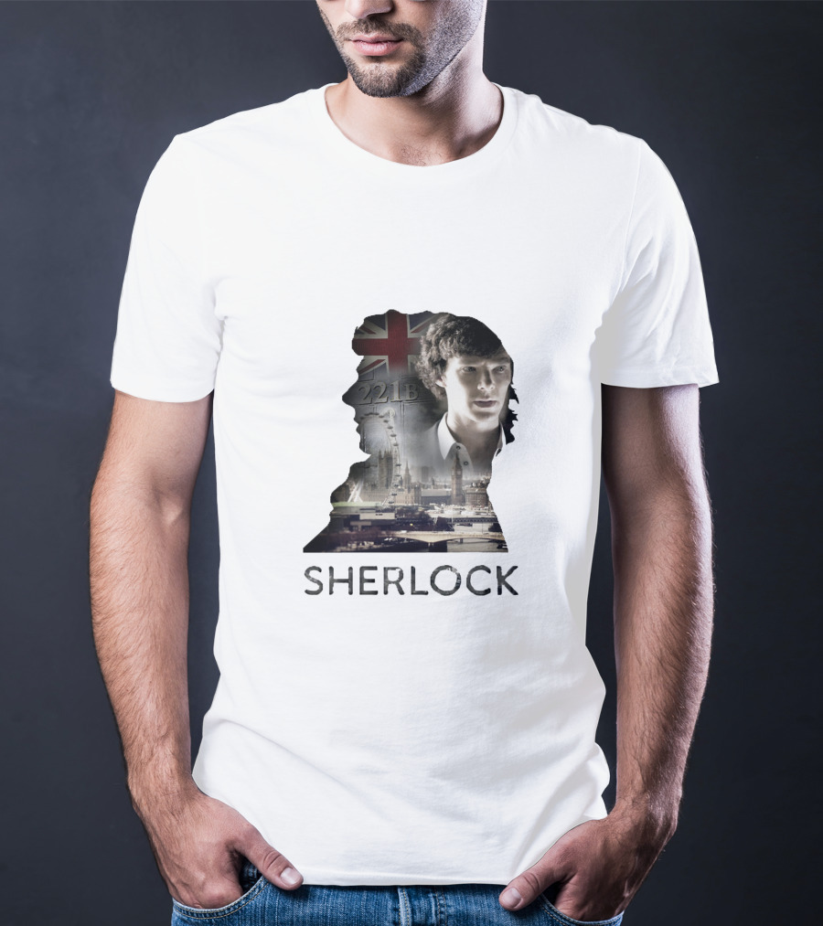 Sherlock 221B London Silhouette Union Jack T-Shirt