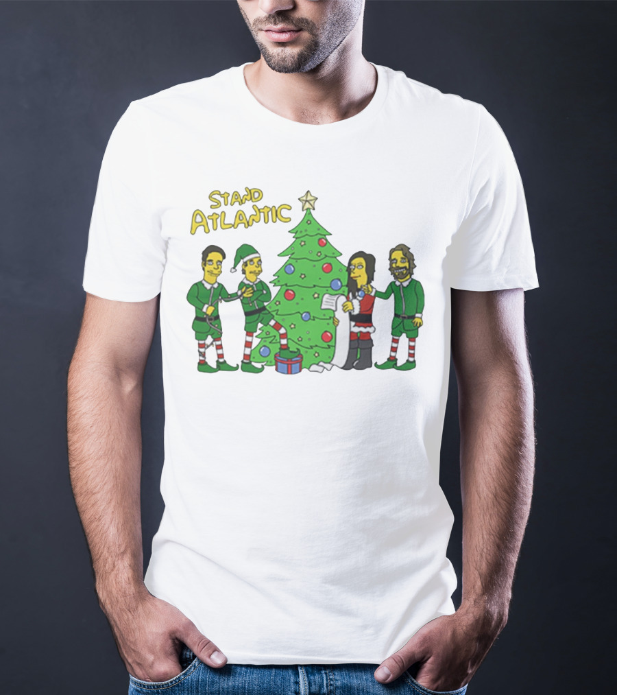 STAND ATLANTIC Christmas Tree And Cartoon Characters T-Shirt