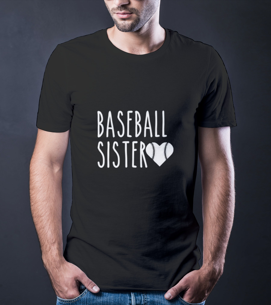 Baseball Sister Heart Baseball Stitch Heart T-Shirt