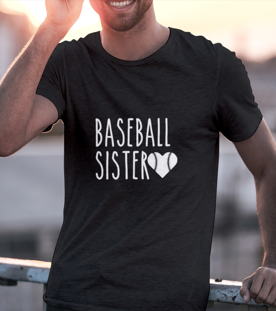 Baseball Sister Heart Baseball Stitch Heart T-Shirt