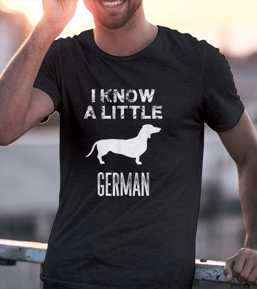 I Know A Little German Dachshund Silhouette Fun Play On Words T-Shirt