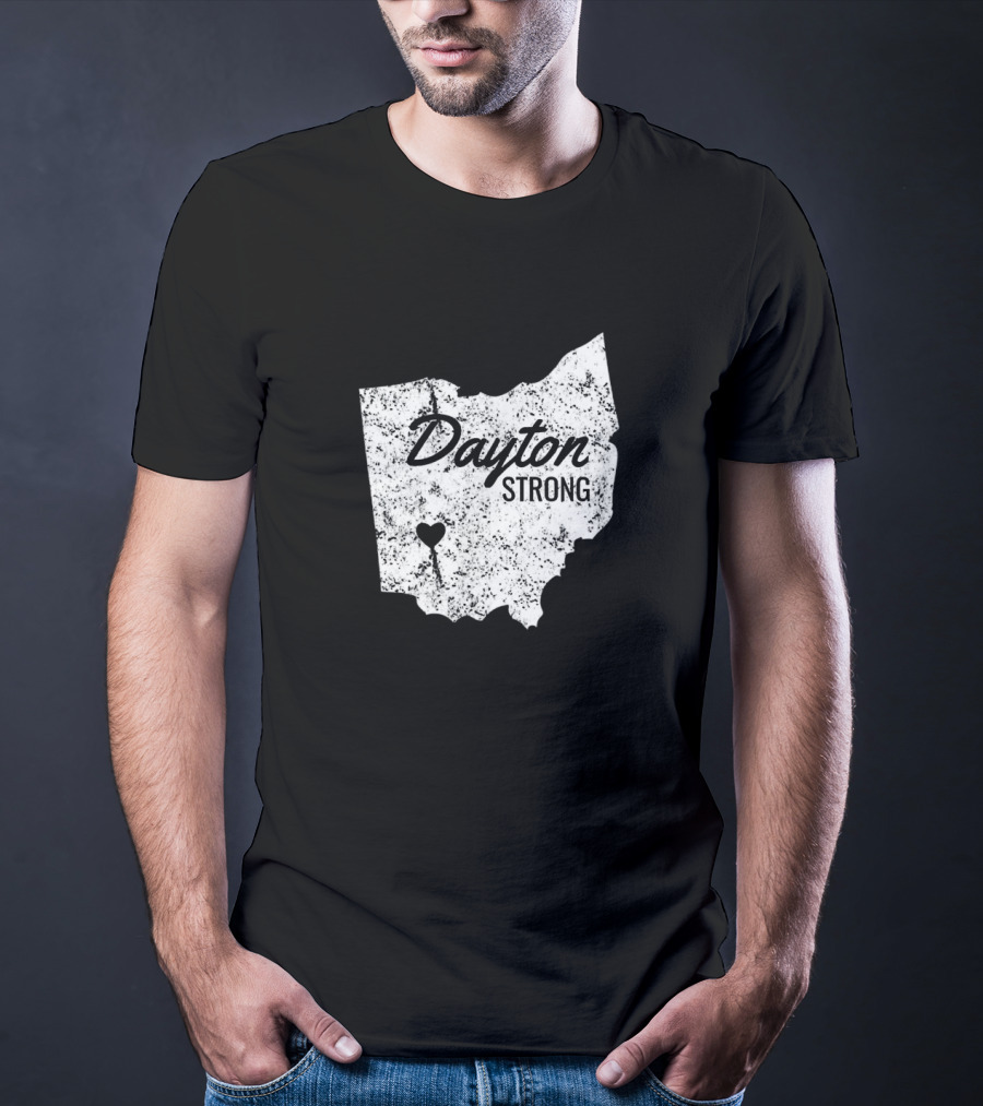 Dayton Strong Ohio Map With Heart Symbol Memorial T-Shirt