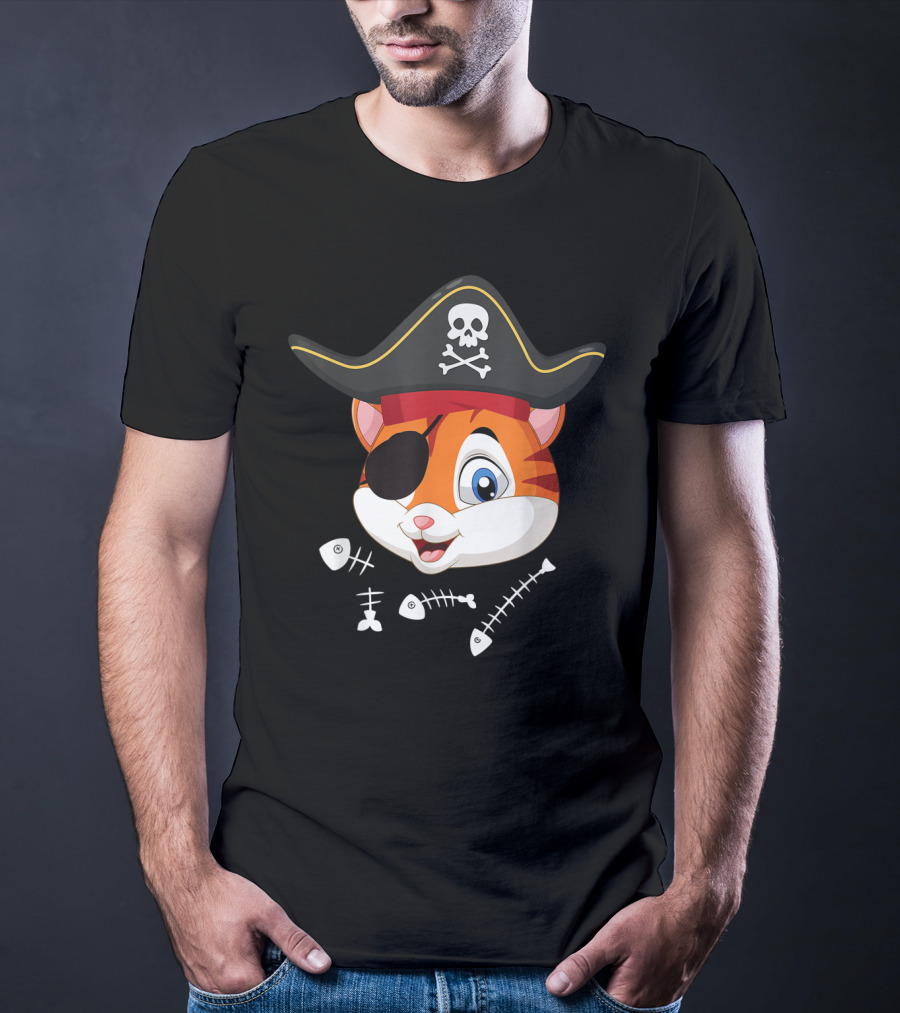 Halloween Cat With Pirate Hat And Eye Patch T-Shirt