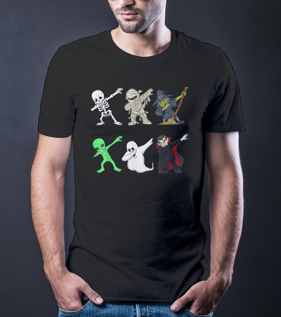Skeleton Mummy Witch Alien Ghost Vampire Dabbing Monsters T-Shirt