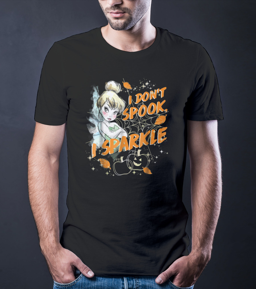 Tinkerbell I Don't Spook I Sparkle Halloween Pumpkin Leaves T-Shirt