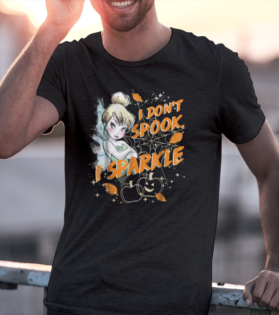 Tinkerbell I Don't Spook I Sparkle Halloween Pumpkin Leaves T-Shirt