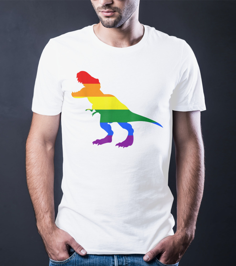 Dino Pride Rainbow Flag LBGT T-Rex Pride Month T-Shirt