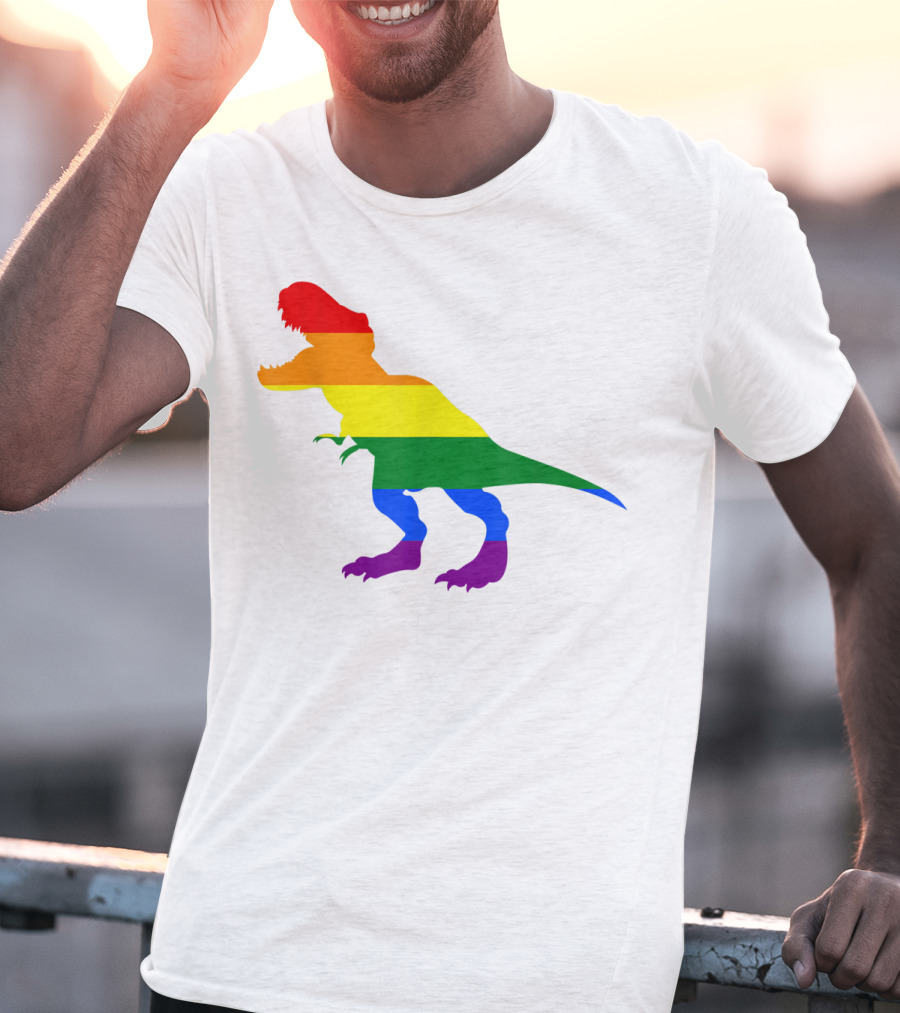 Dino Pride Rainbow Flag LBGT T-Rex Pride Month T-Shirt