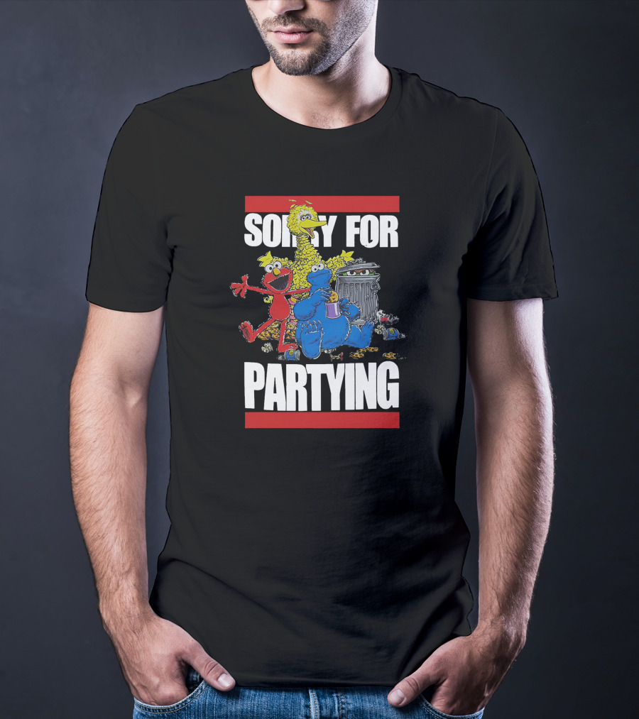 Sorry For Partying With Playful Characters And Big Yellow Bird T-Shirt