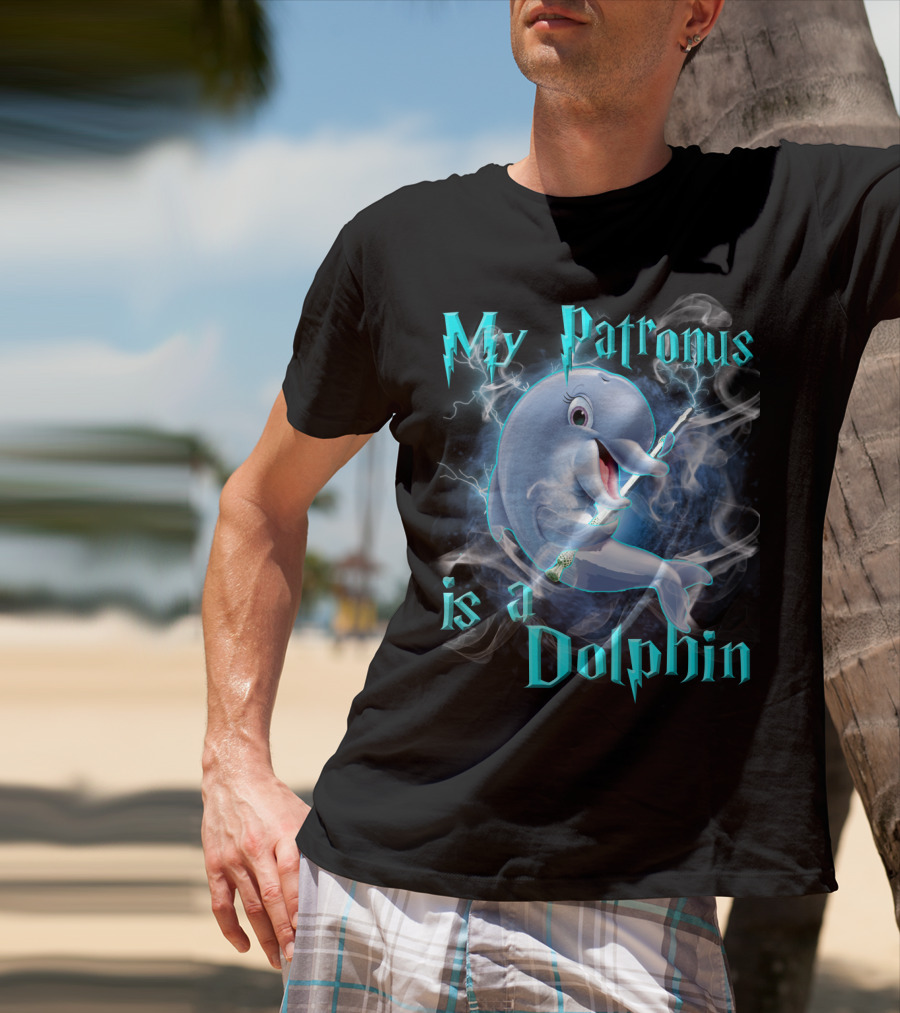 My Patronus Is A Dolphin Magic Parody Lightning T-Shirt