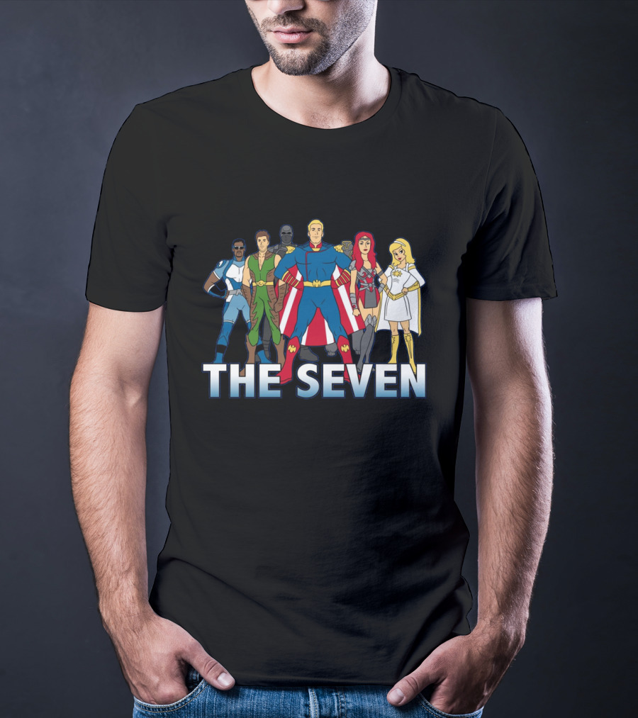 The Seven Cartoon Parody Superhero Team Art Ript Crossover T-Shirt