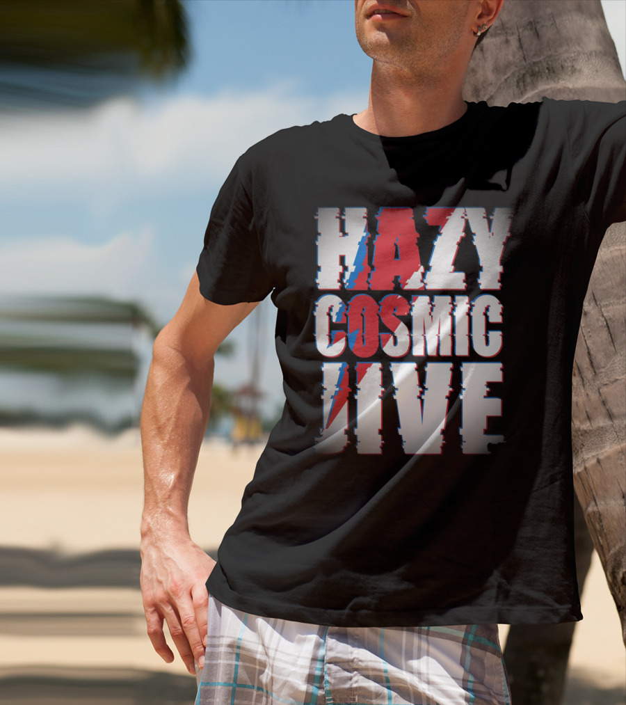 Hazy Cosmic Jive Ziggy Stardust Style Lightning Bolt T-Shirt