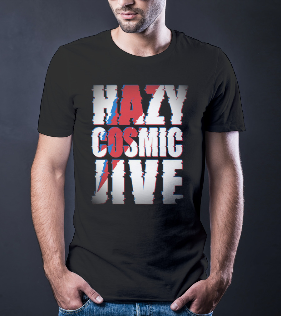 Hazy Cosmic Jive Ziggy Stardust Style Lightning Bolt T-Shirt