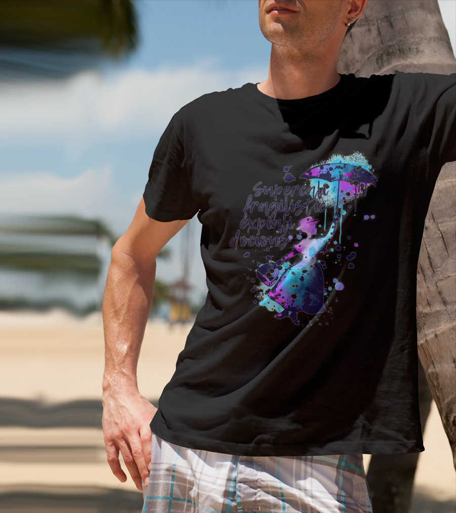 Supercalifragilisticexpialidocious Mary Watercolor Umbrella T-Shirt