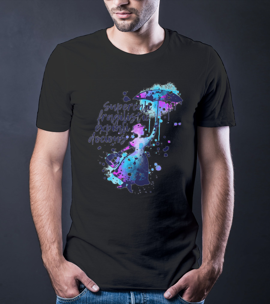 Supercalifragilisticexpialidocious Mary Watercolor Umbrella T-Shirt