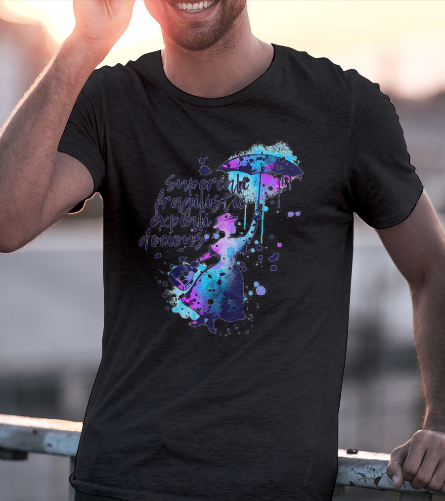 Supercalifragilisticexpialidocious Mary Watercolor Umbrella T-Shirt