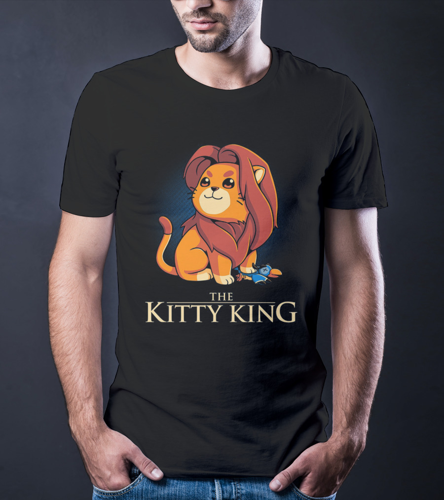 The Kitty King Cute Lion With Plush Mane And Toy Bird Playful T-Shirt