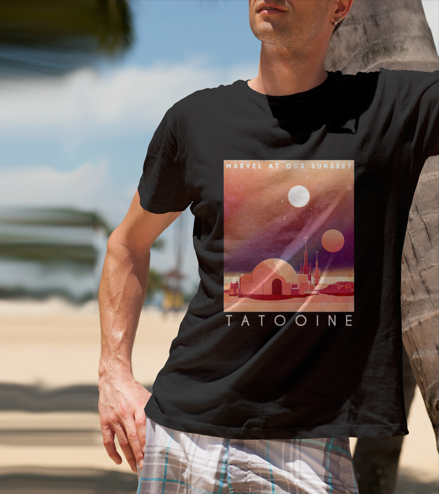 Marvel At Our Sunset Tatooine With Twin Suns And Iconic Desert Landscape T-Shirt