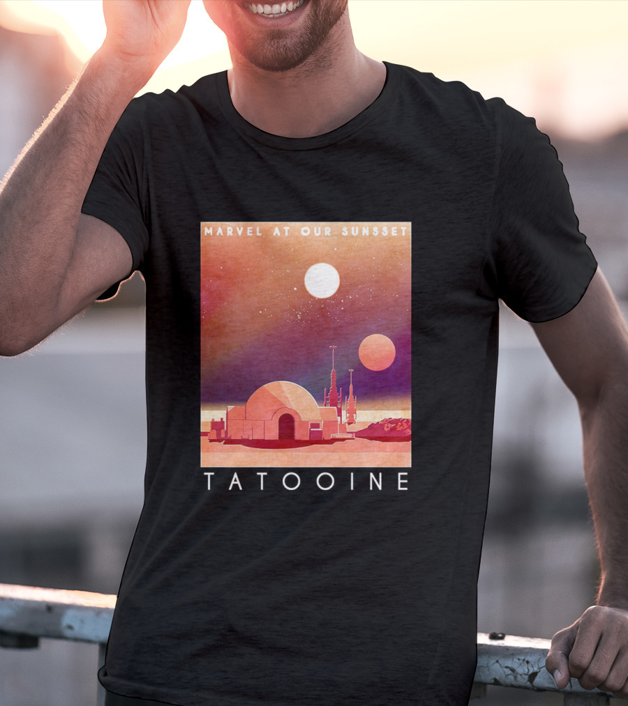 Marvel At Our Sunset Tatooine With Twin Suns And Iconic Desert Landscape T-Shirt