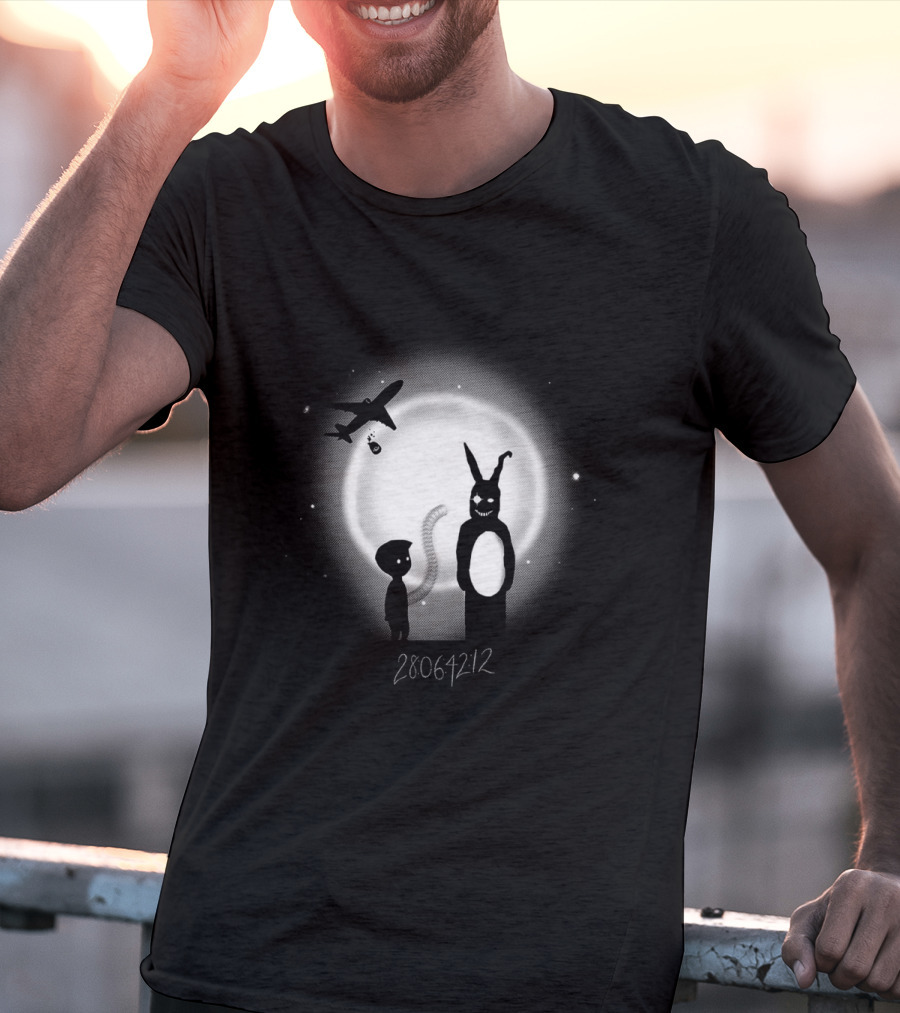 Donnie In Limbo 28064212 Dark Rabbit And Airplane Silhouette Against Moon T-Shirt