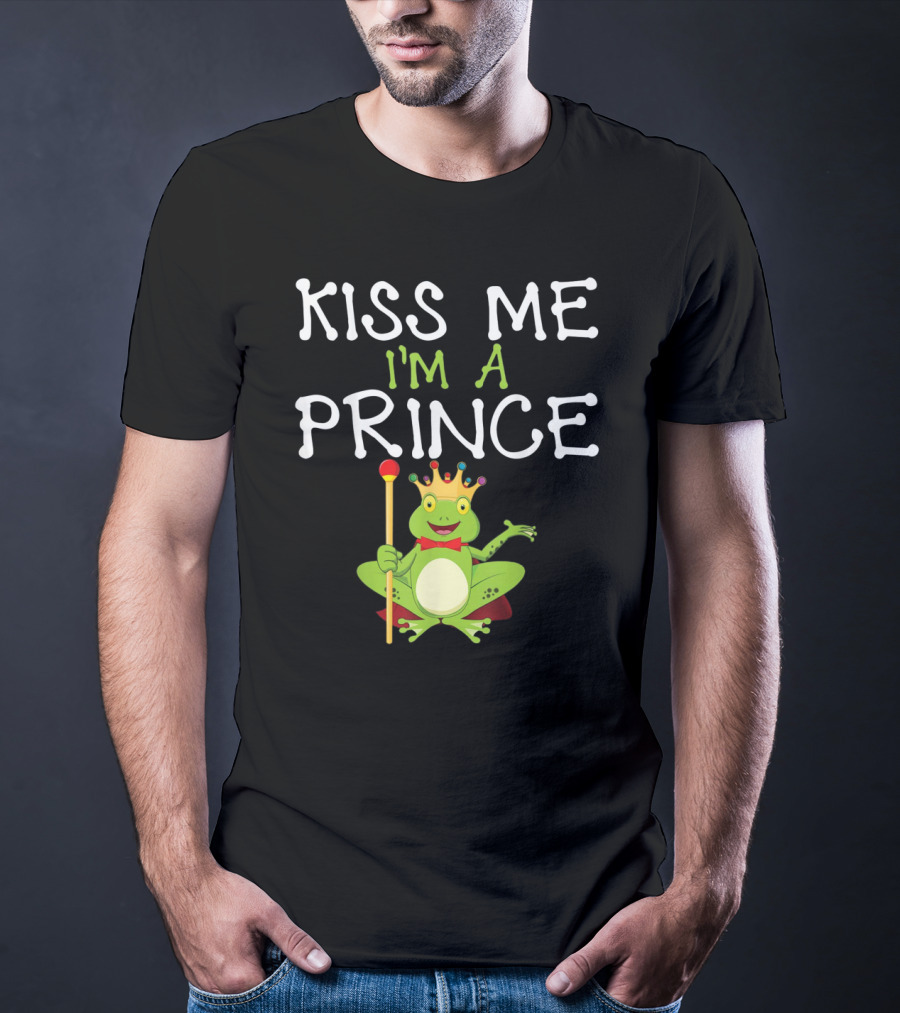 Kiss Me I'm A Frog Prince With Crown And Scepter T-Shirt