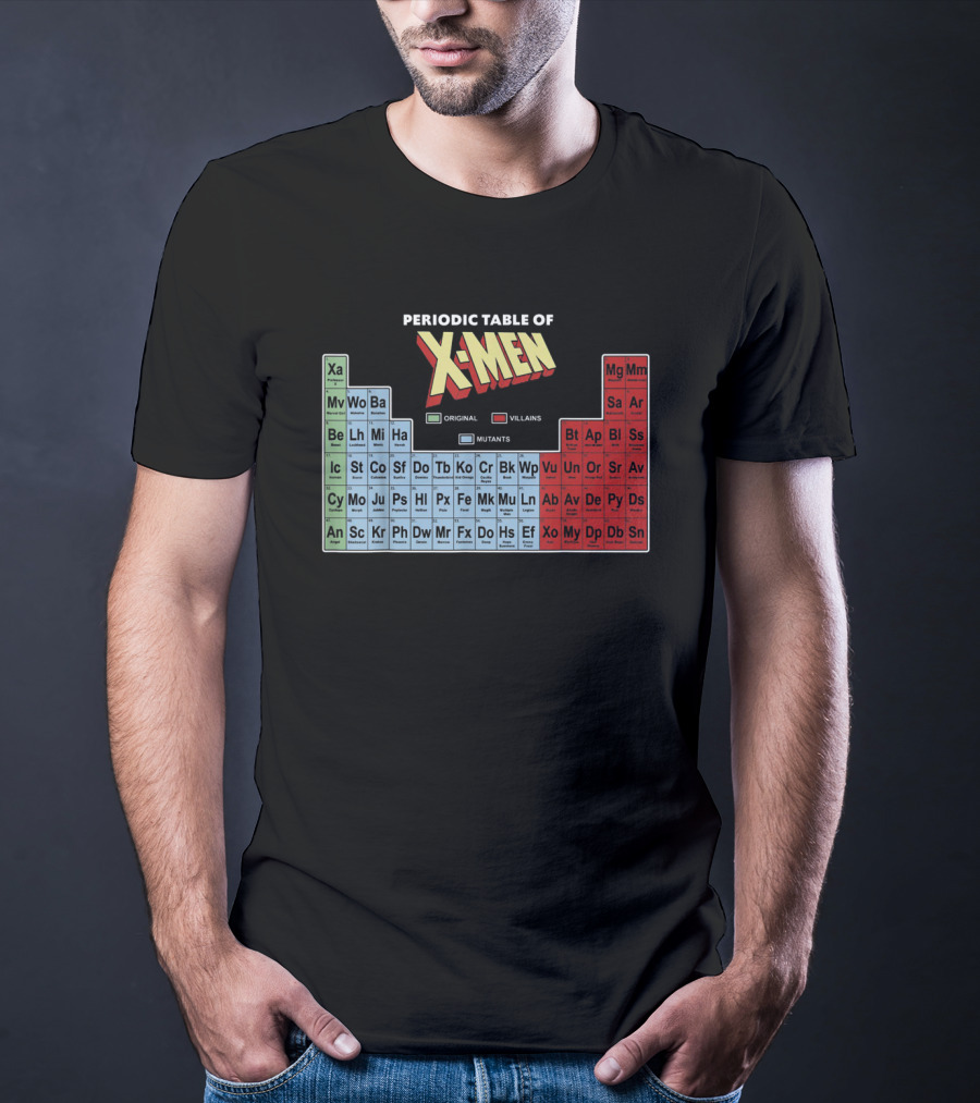 Periodic Table Of X-Men Characters Featuring Original Villains And Mutants T-Shirt