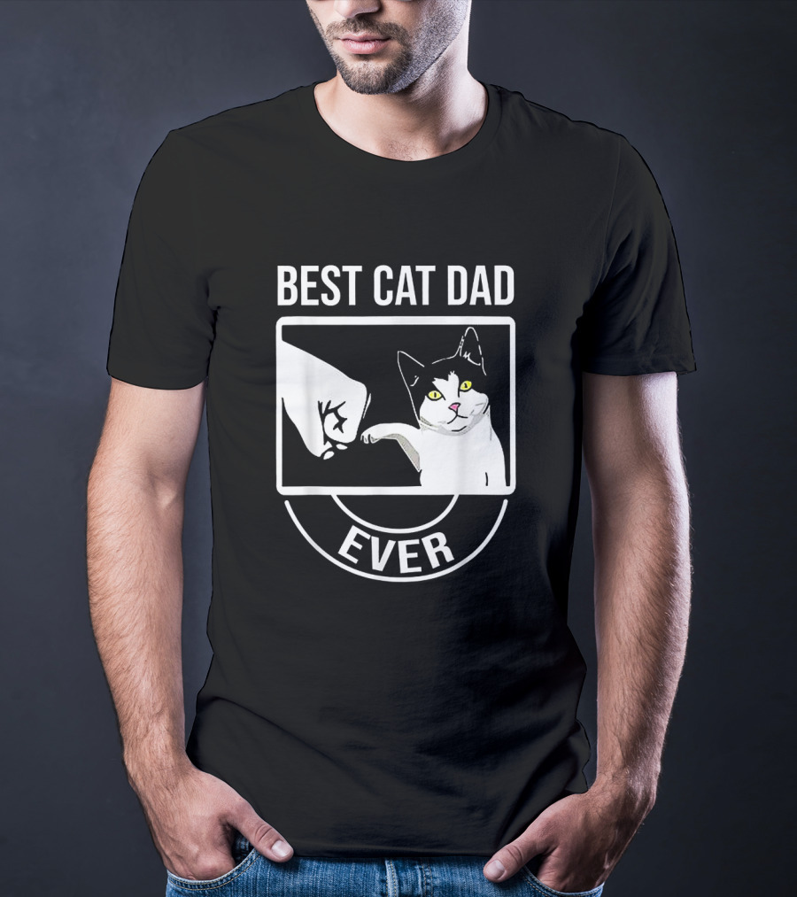 Best Cat Dad Ever Funny Kitten Fist Bump T-Shirt