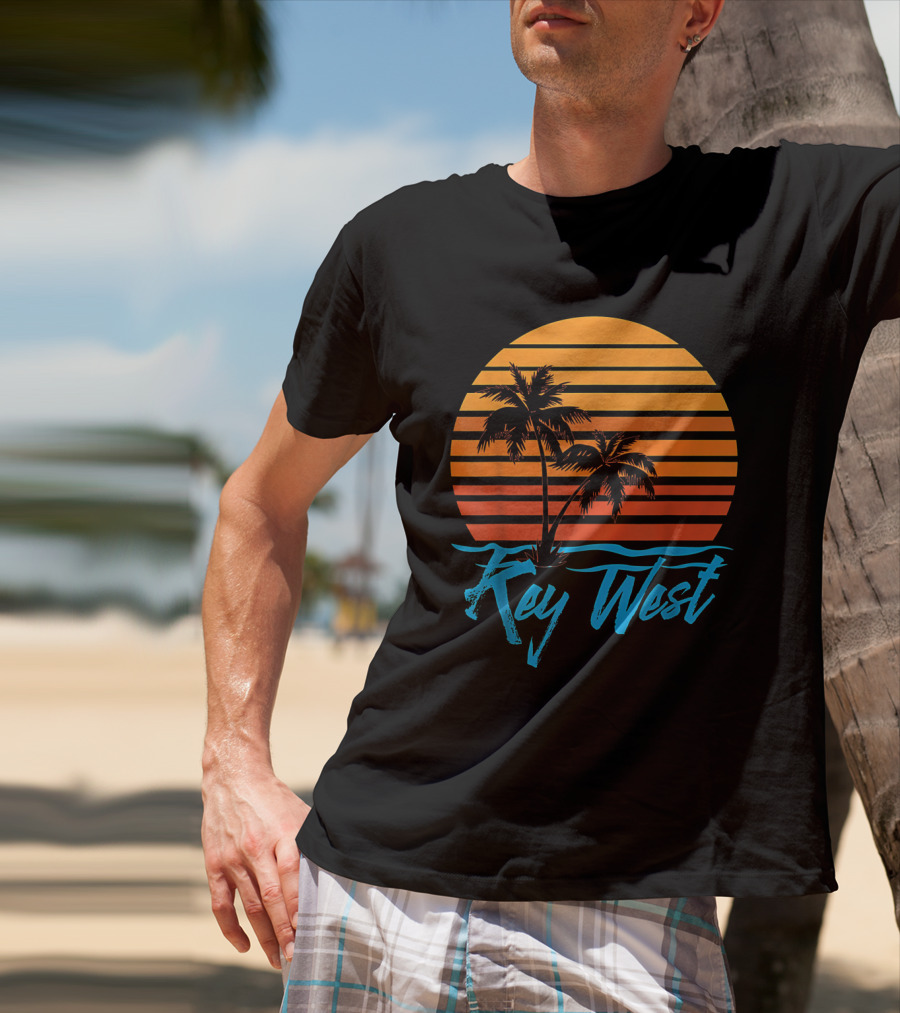 Key West Sunset Palm Trees Beach Vacation Tourist Retro Tropical T-Shirt