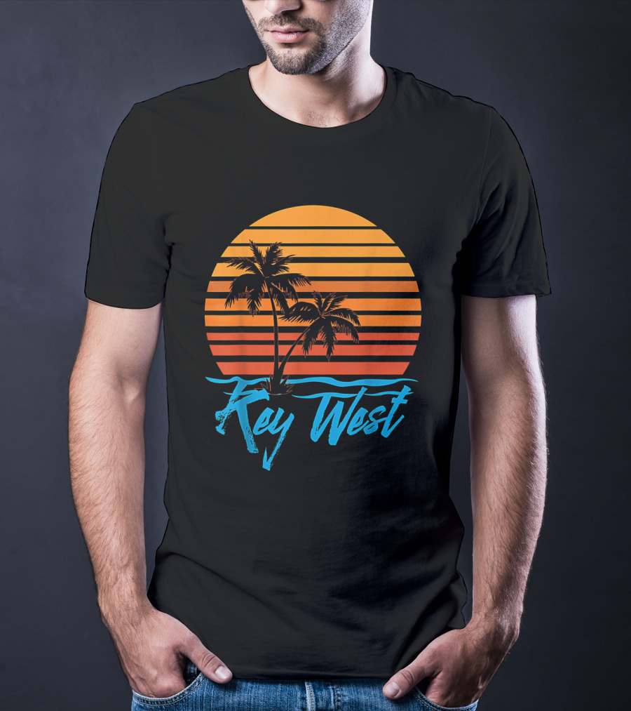 Key West Sunset Palm Trees Beach Vacation Tourist Retro Tropical T-Shirt
