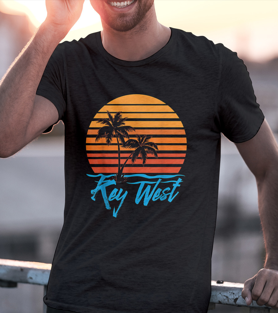 Key West Sunset Palm Trees Beach Vacation Tourist Retro Tropical T-Shirt