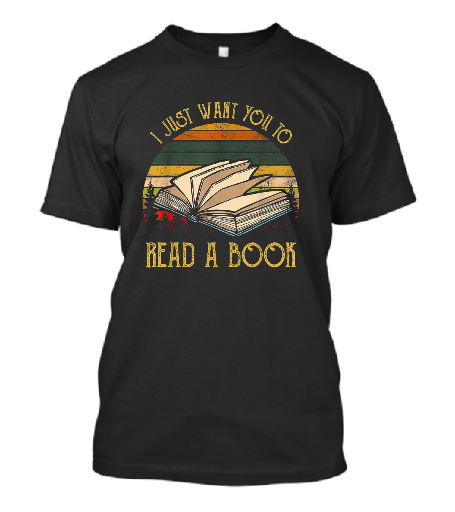 Vintage Sunset Aesthetic Book Lover I Just Want You To Read A Book T-Shirt