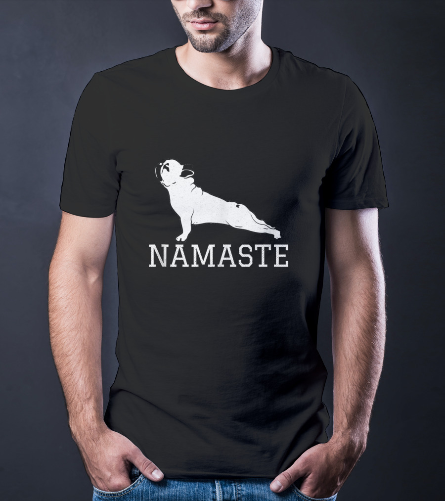 Namaste French Bulldog Yoga Pose Humor T-Shirt