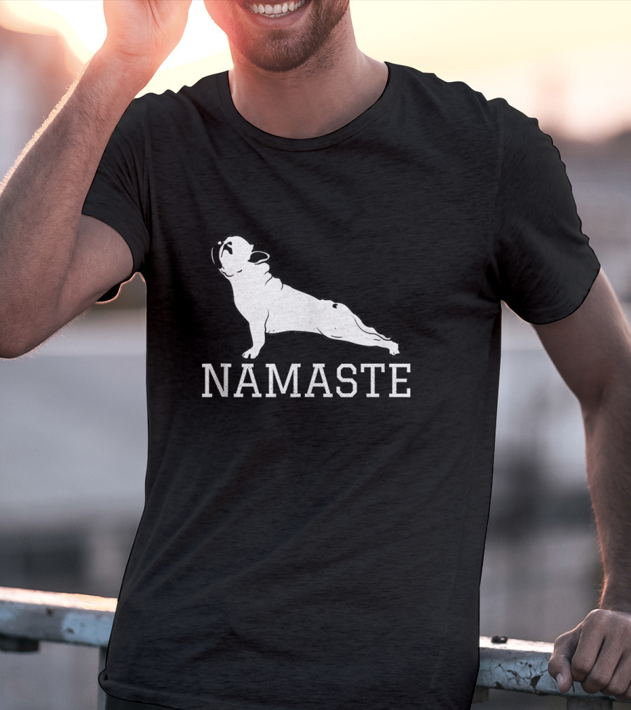 Namaste French Bulldog Yoga Pose Humor T-Shirt