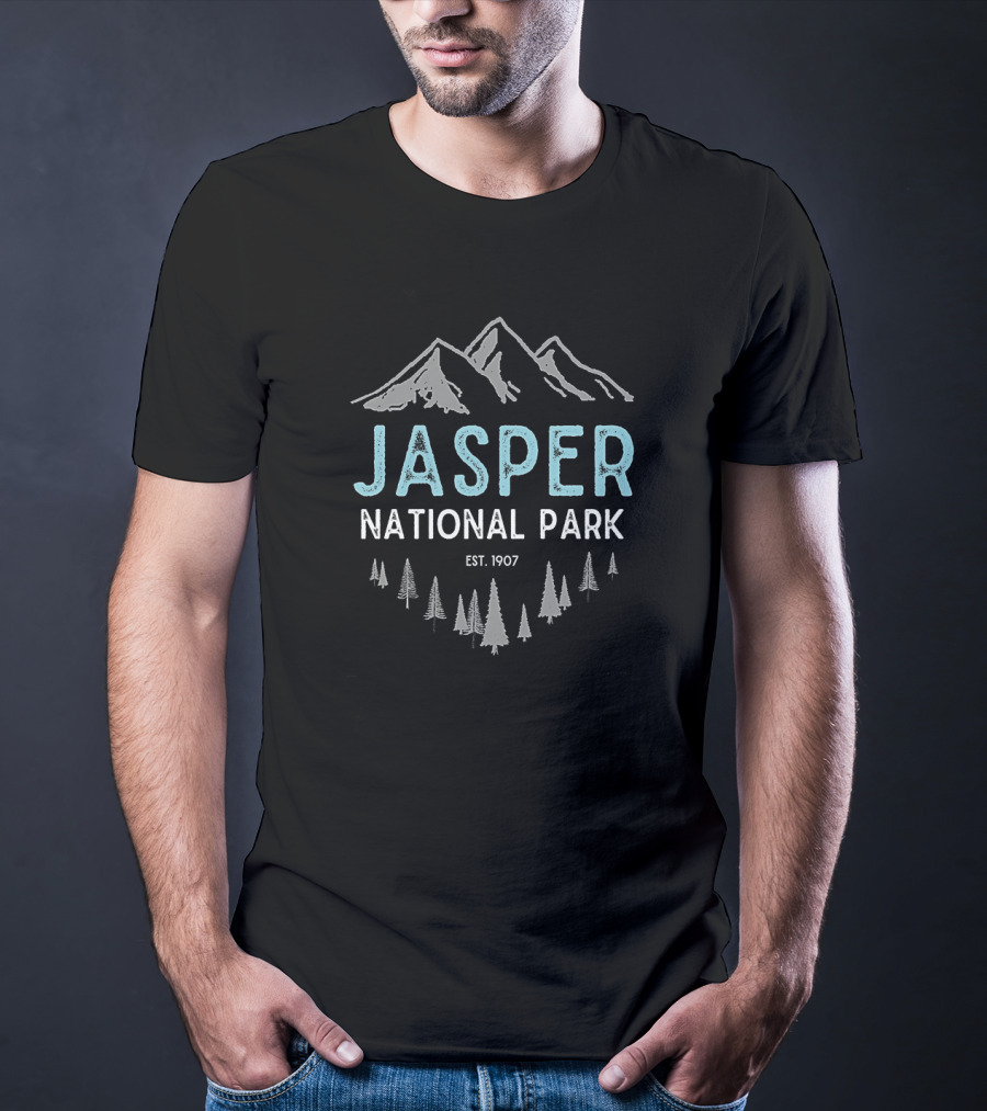 Jasper National Park Est 1907 Vintage Canadian Park Mountains And Trees T-Shirt