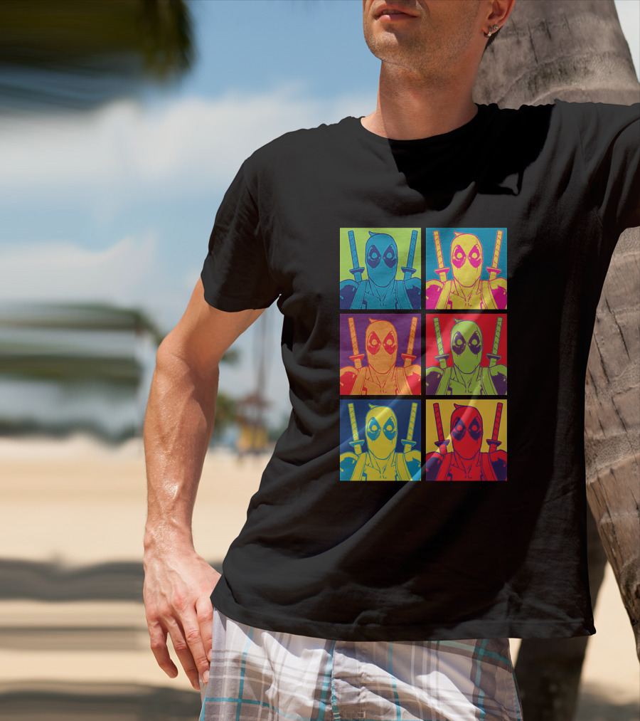 Marvel Deadpool Pop Art Colorful Square Box Repeat T-Shirt
