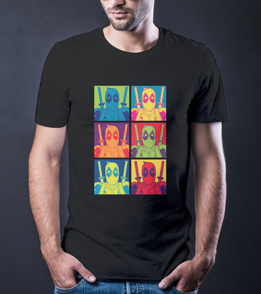 Marvel Deadpool Pop Art Colorful Square Box Repeat T-Shirt