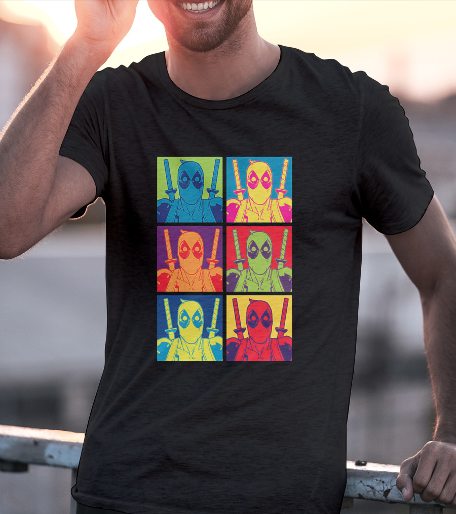 Marvel Deadpool Pop Art Colorful Square Box Repeat T-Shirt
