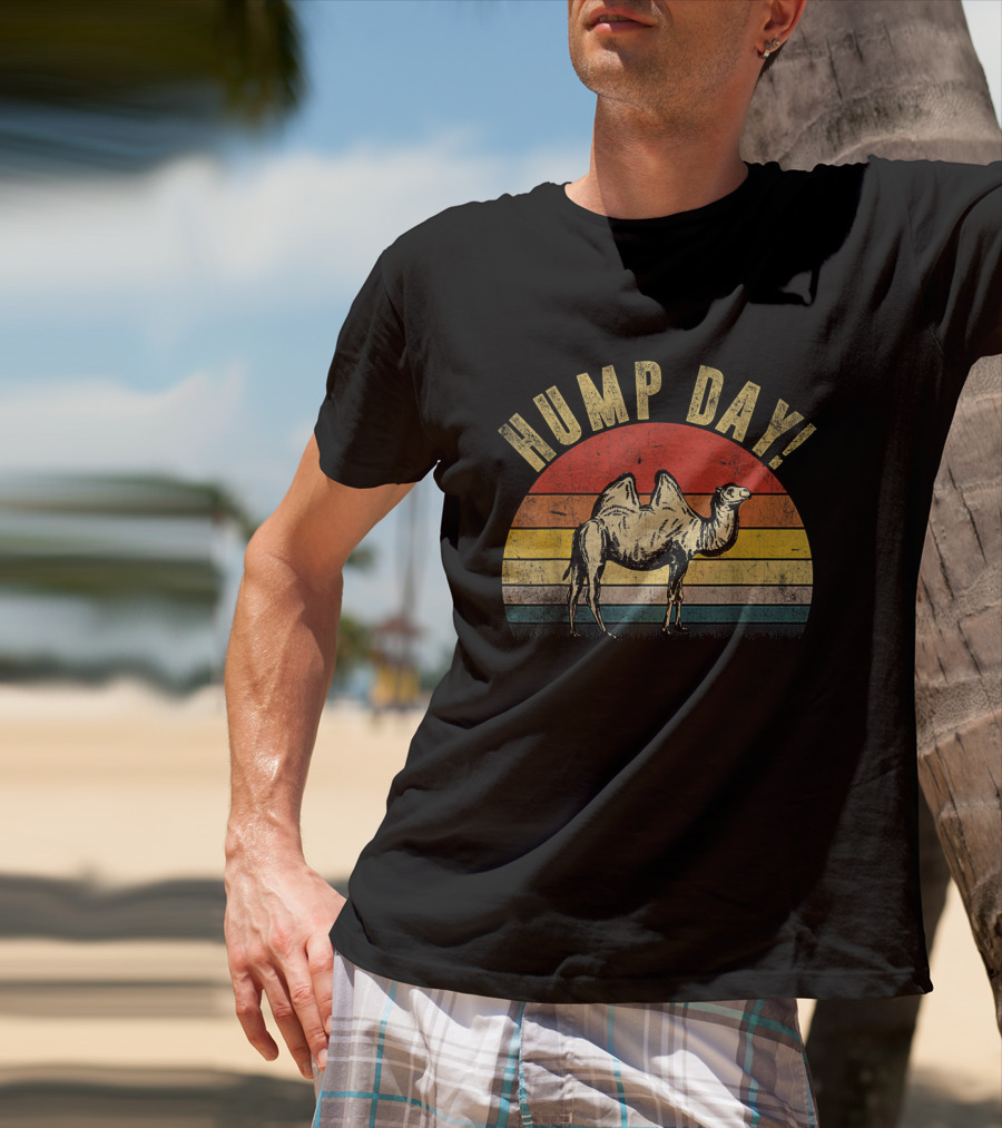 Hump Day Camel Retro Vintage Sunset Stripes T-Shirt