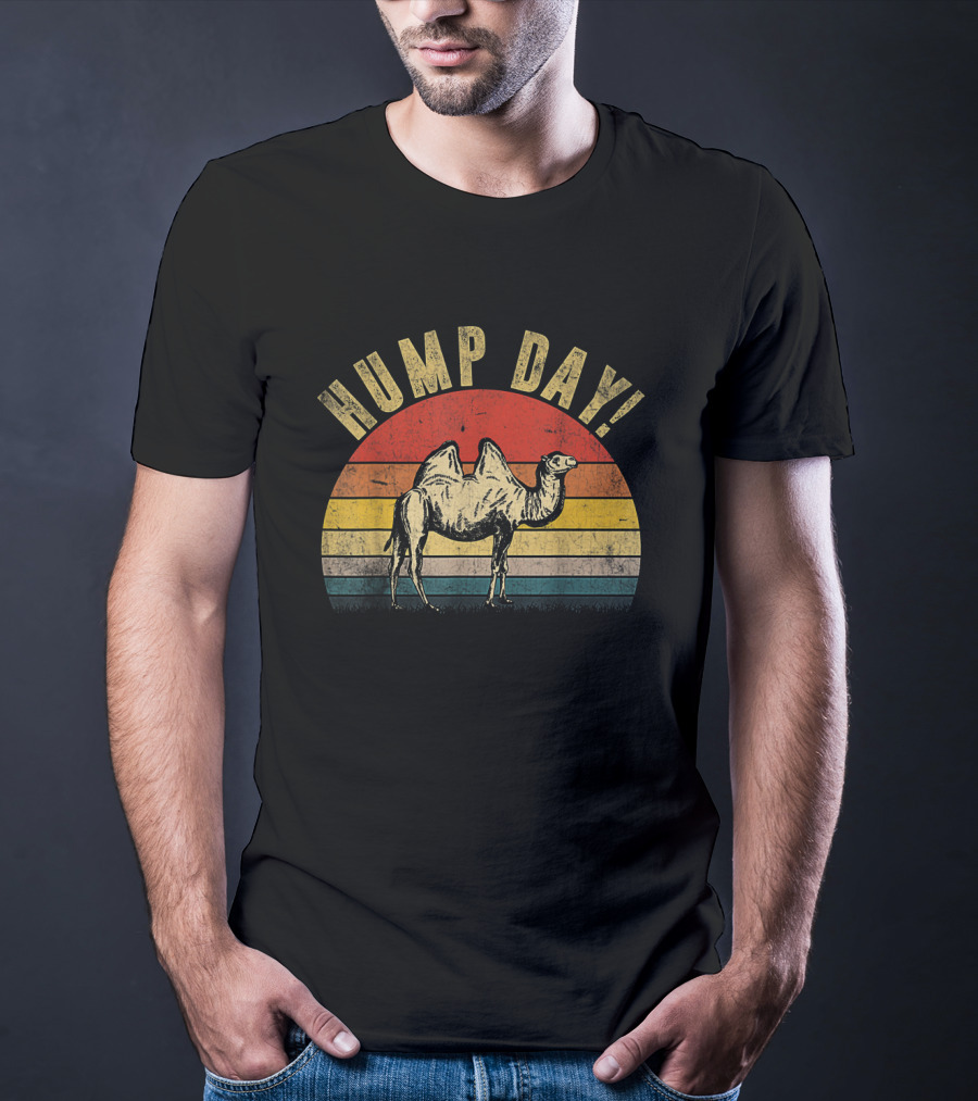 Hump Day Camel Retro Vintage Sunset Stripes T-Shirt