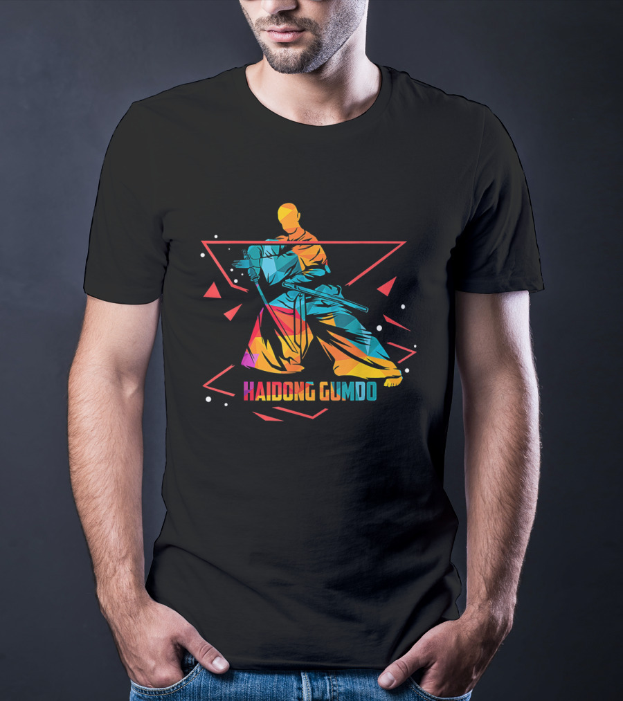 Haidong Gumdo Dynamic Martial Arts Illustration Rainbow Geometric T-Shirt