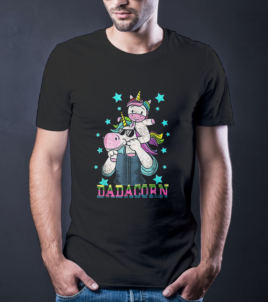 Dadacorn Funny Unicorn With Cool Sunglasses And Rainbow Horn Magic T-Shirt