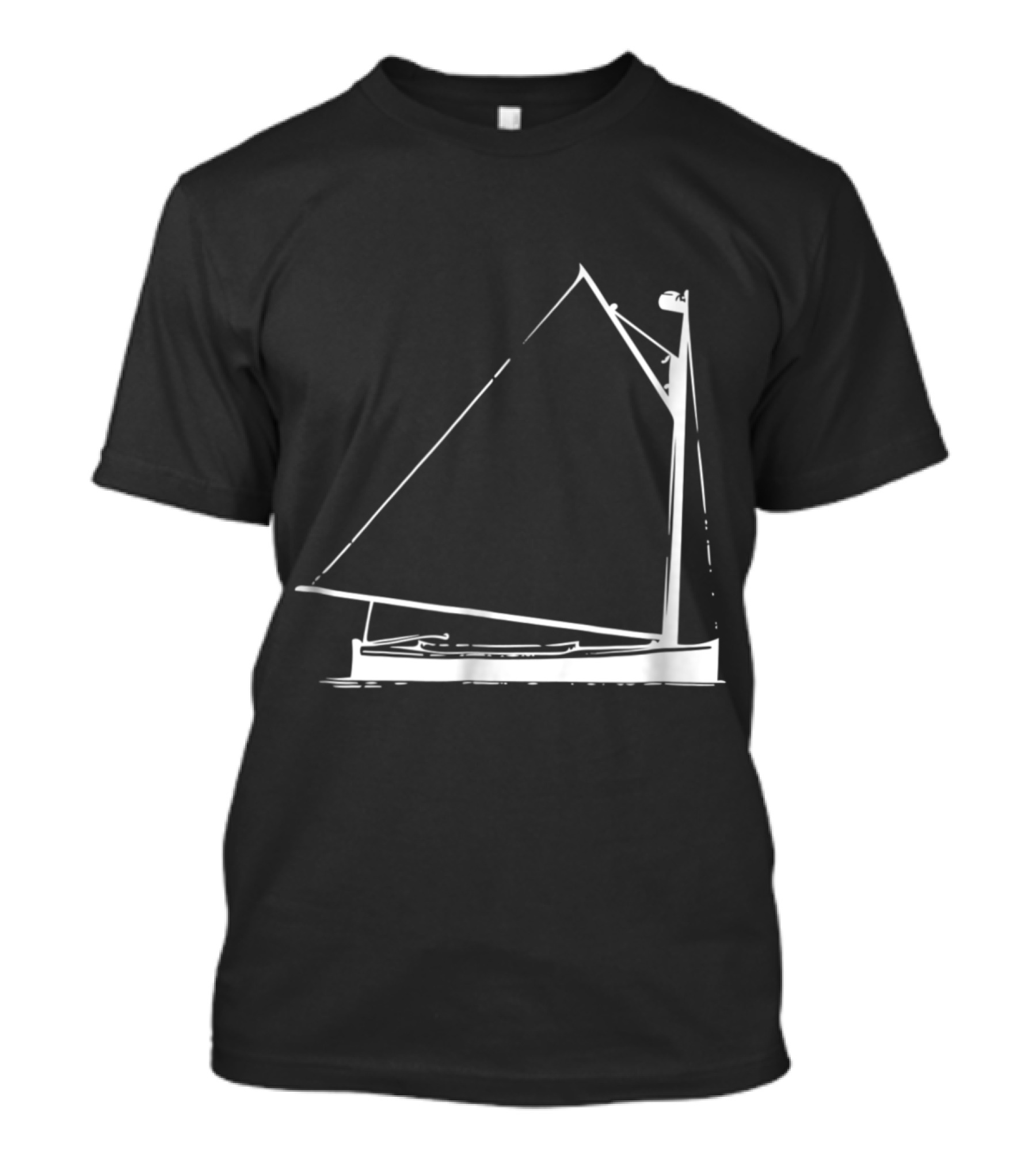 Classic Hand Drawn Cat Boat With Detailed Sailing Elements T-Shirt